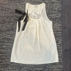 J. Crew Factory Ivory Sleeveless Top with Black Bow